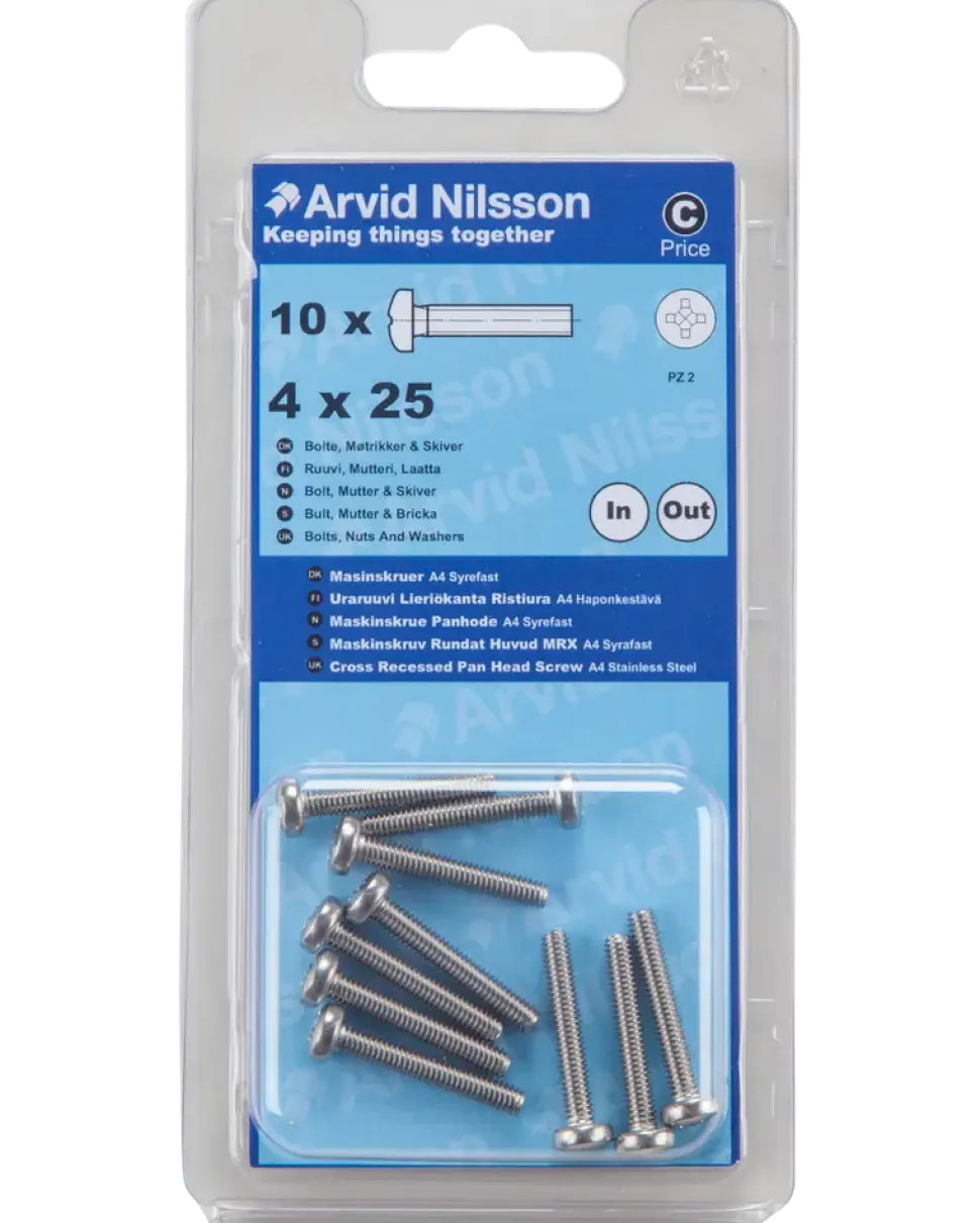 MASKINSKRUV A4 PH M4X25 10 ST