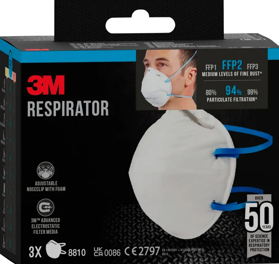 3M™ Dammfiltermask FFP2 utan ventil, 3-pack