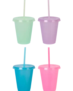Mugg med lock och sugrör 4-pack