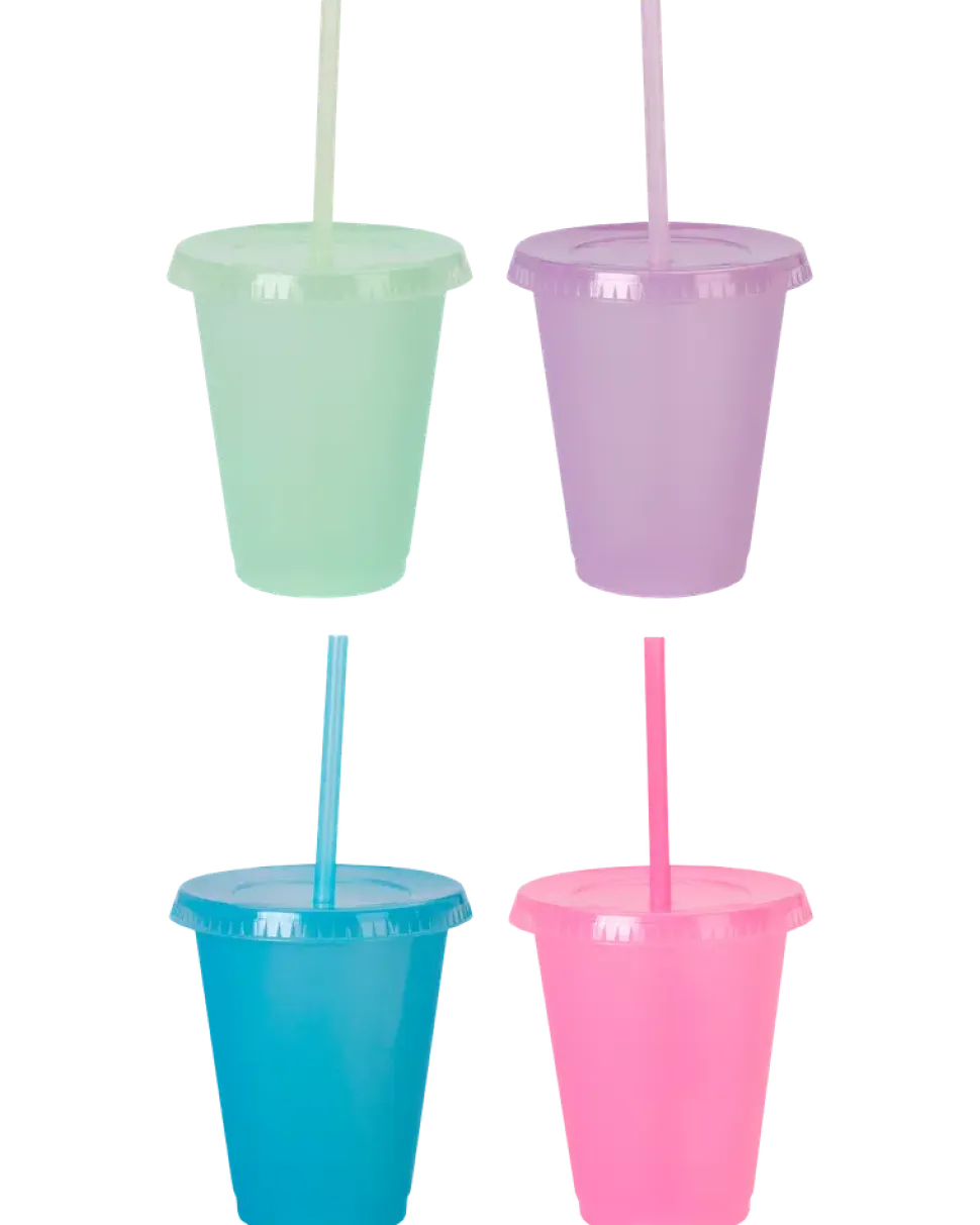 Mugg med lock och sugrör 4-pack