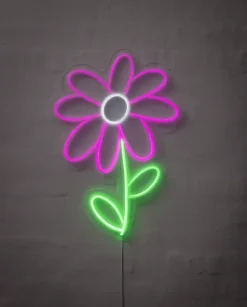 Neonskylt blomma H. 50 x B. 35 cm