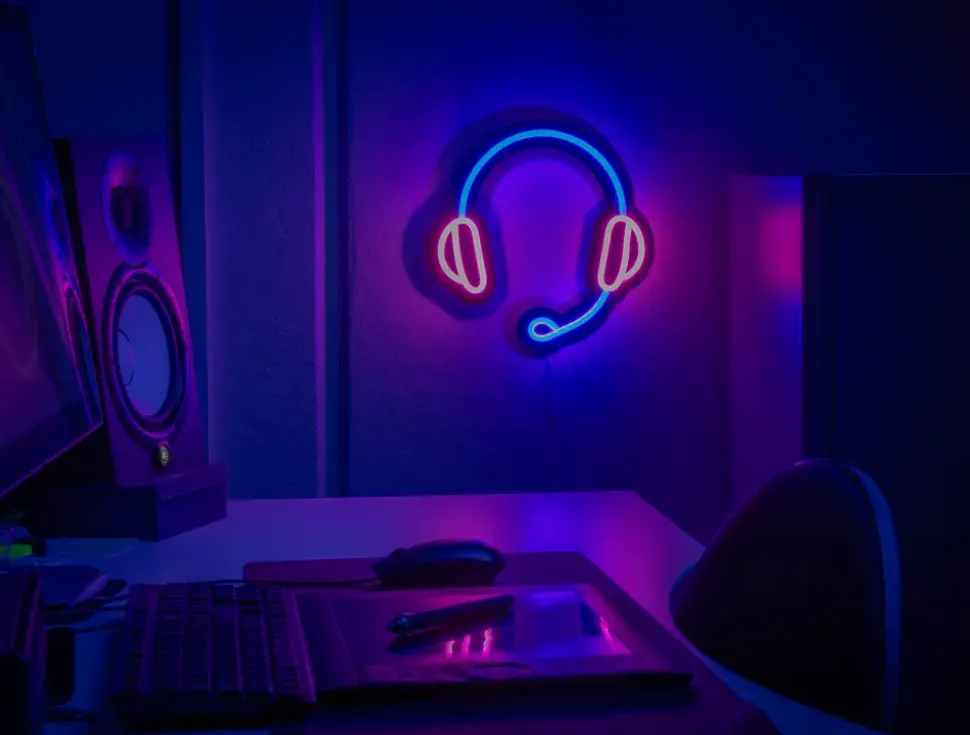 Neonskylt headset H. 28 x B. 28 cm
