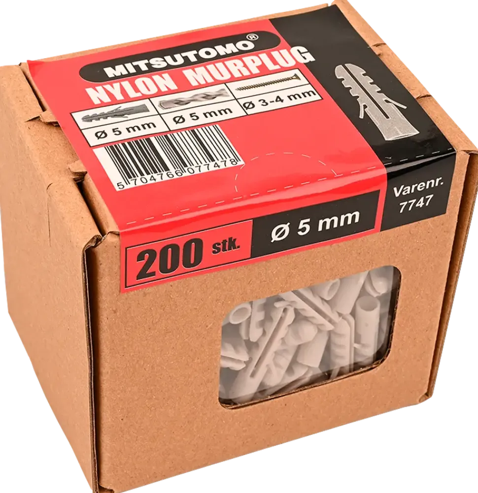 Nylonplugg 5 mm 200 st