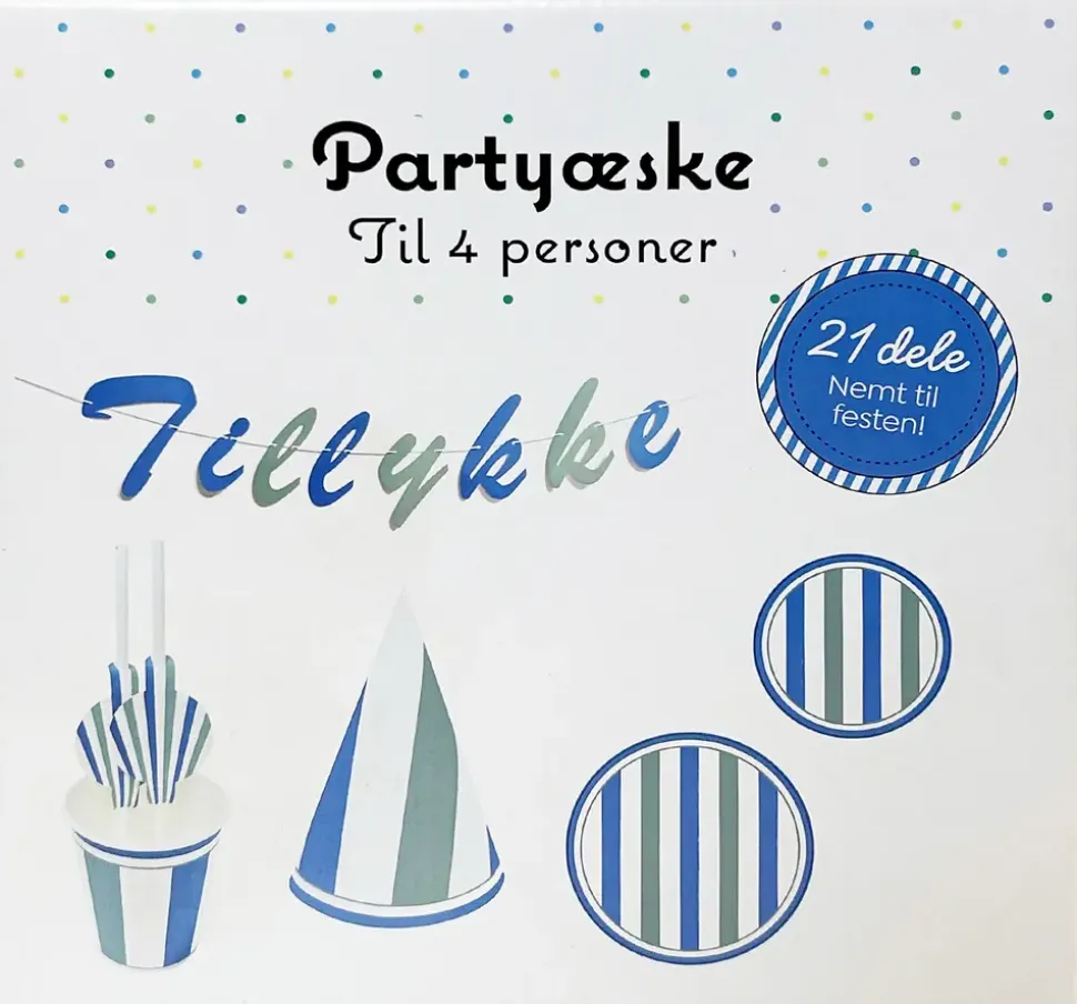 Partybox för 4 personer - blå och grön