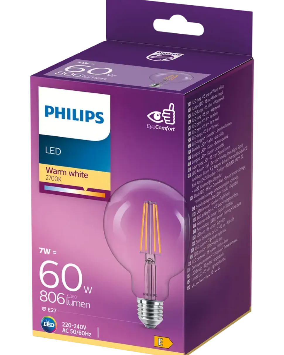 PHILIPS LED globlampa 7W E27 G93