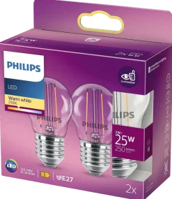 PHILIPS LED-klotlampa 2W E27 2-pack