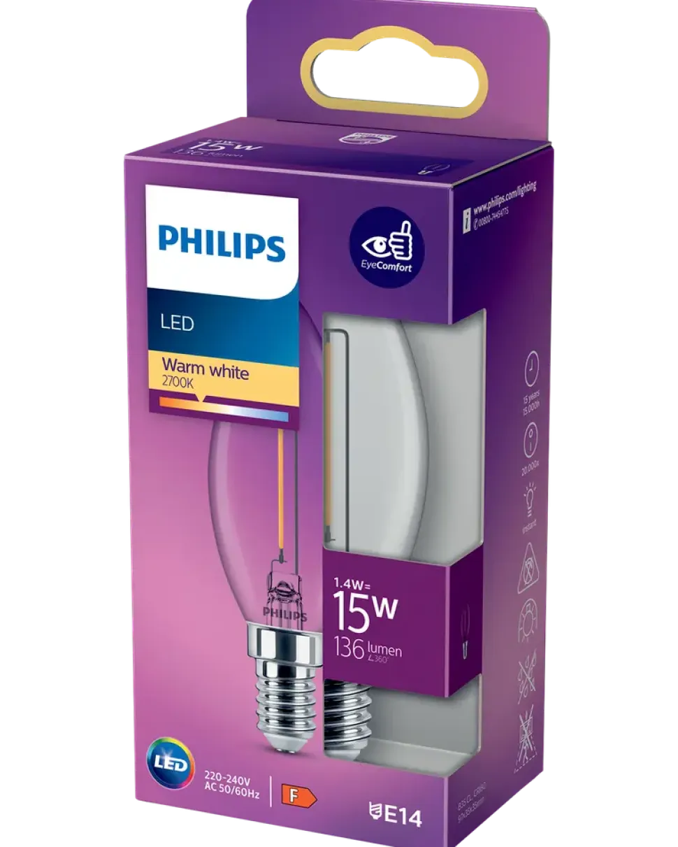 PHILIPS LED kronlampa 2W E14 B35