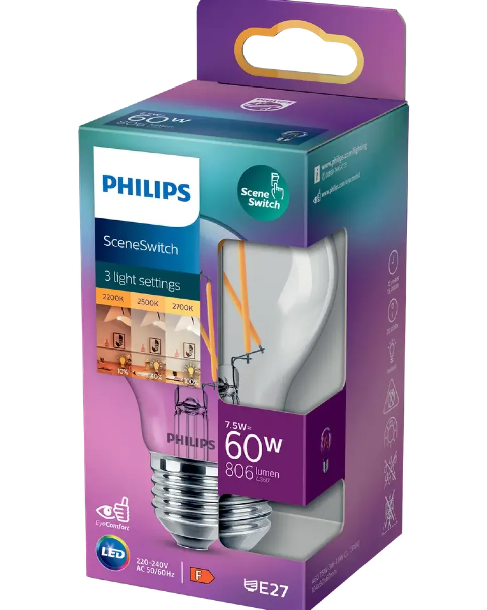 PHILIPS LED normallampa Scene Switch 7,5W E27