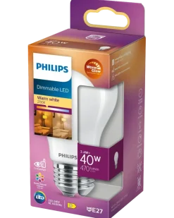 PHILIPS LED normallampa 3,4W E27 A60 dimbar