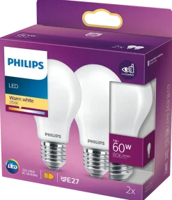 PHILIPS LED normallampa 7W E27 A60 2-pack