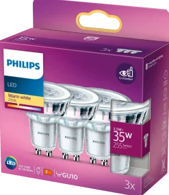 PHILIPS Reflektorlampa 3,5W GU10 3-pack