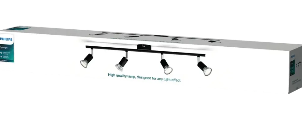 PHILIPS Spotlampe Limbali GU10 4 spot - svart