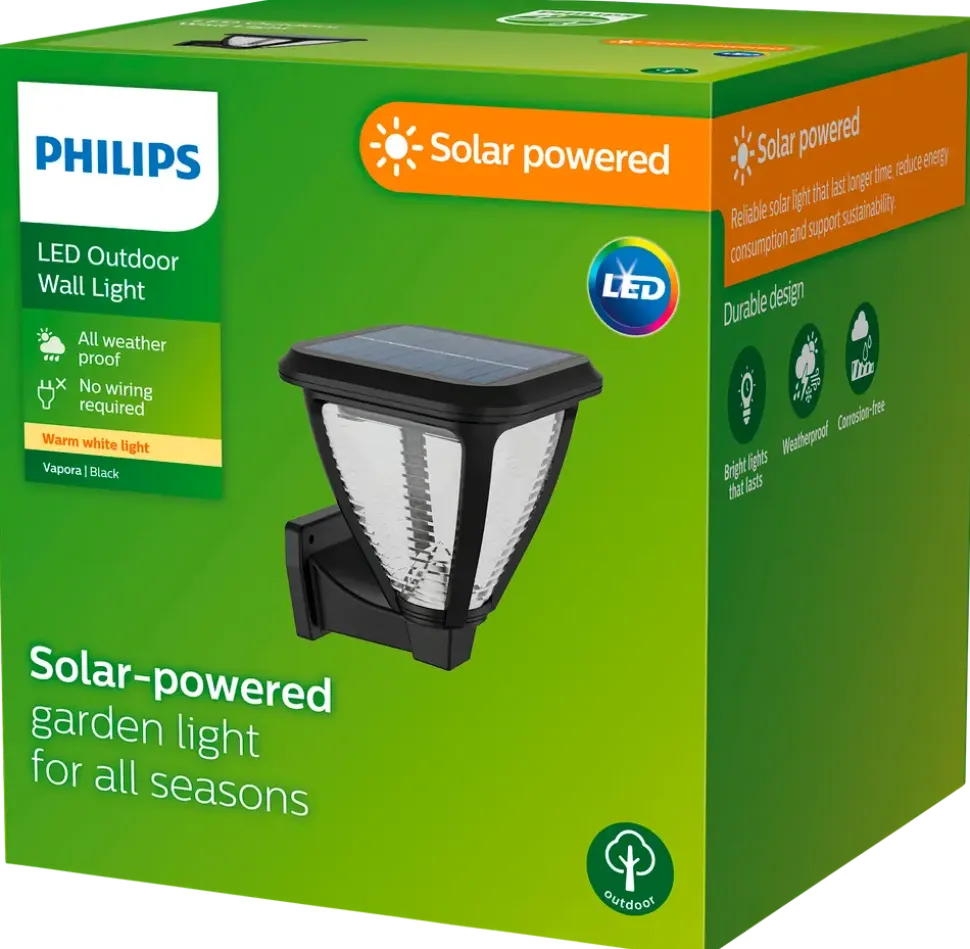 Philips Vapora - vägglampa med solceller