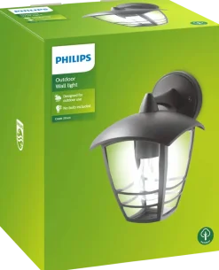 PHILIPS Vägglampa Creek Down Svart