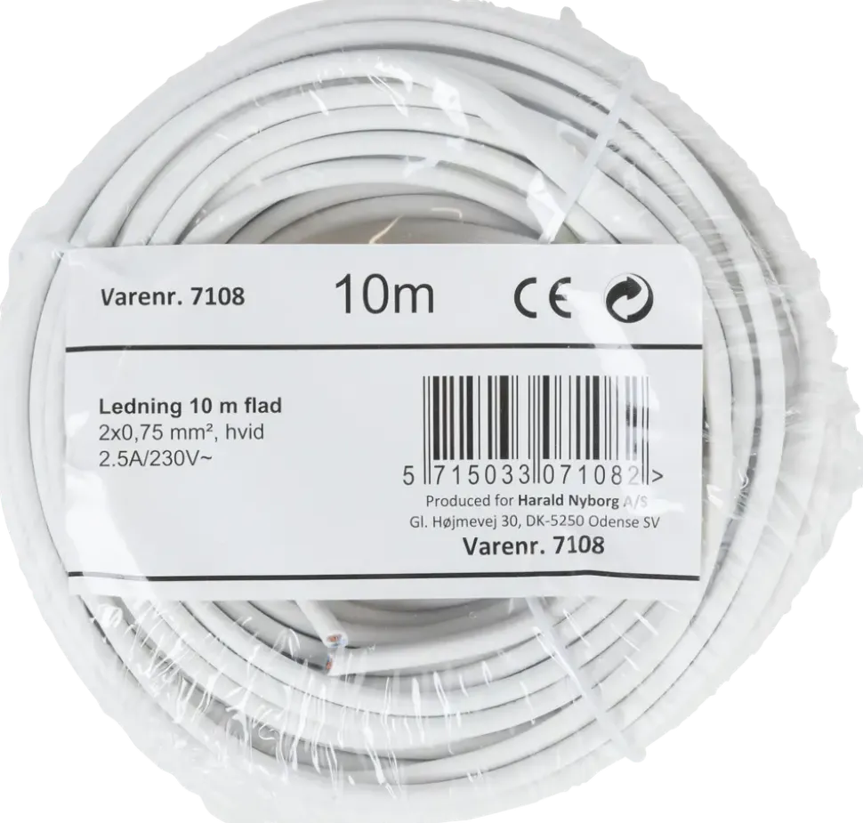 Platt kabel 2 x 0,75 mm² - vit