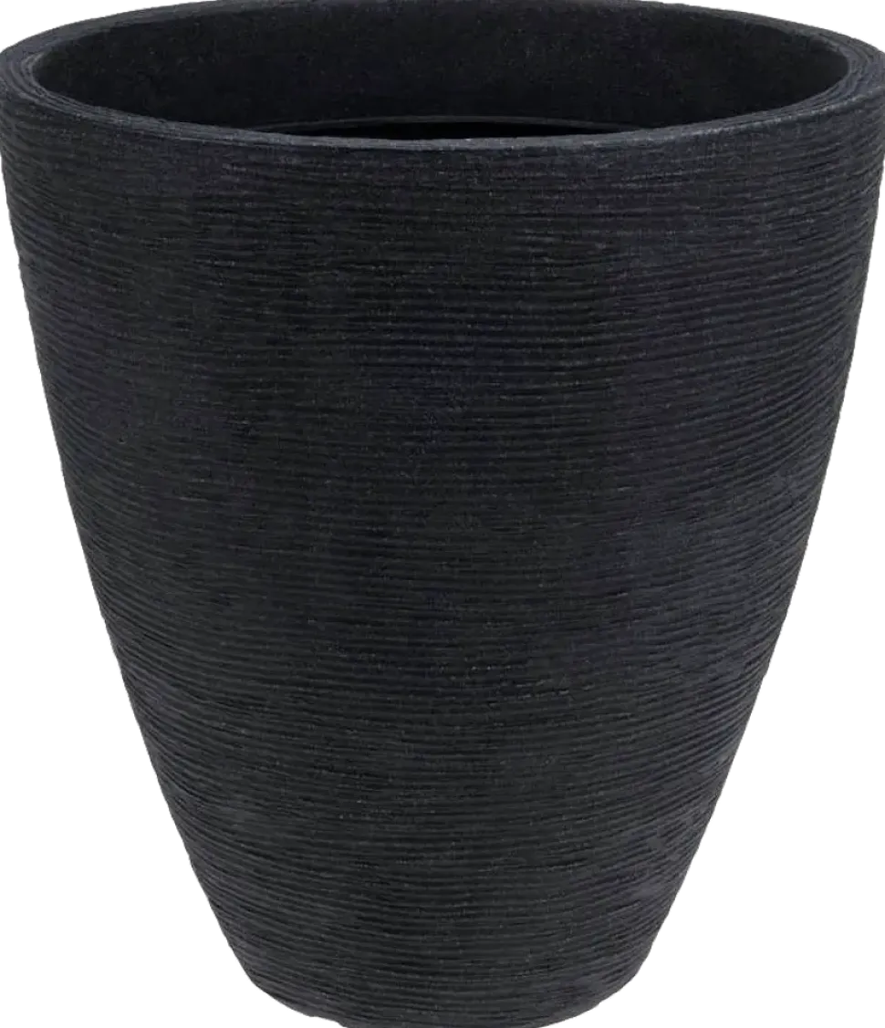 Räfflad kruka 39 cm antracit