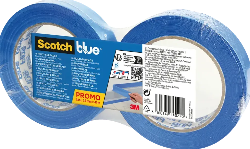 ScotchBlue™ maskeringstejp – 24 mm x 41 meter – 2 rullar