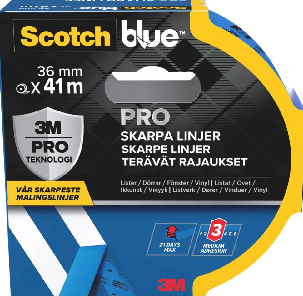 ScotchBlue™ PRO maskeringstejp 36 mm x 41 meter