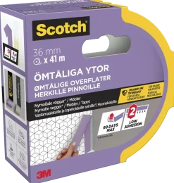 Scotch® Maskeringstejp för ömtåliga ytor 41 meter – 36 mm