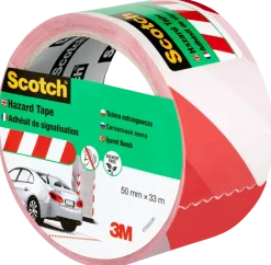 Scotch® Varningstejp vit/röd 50 mm x 33 meter