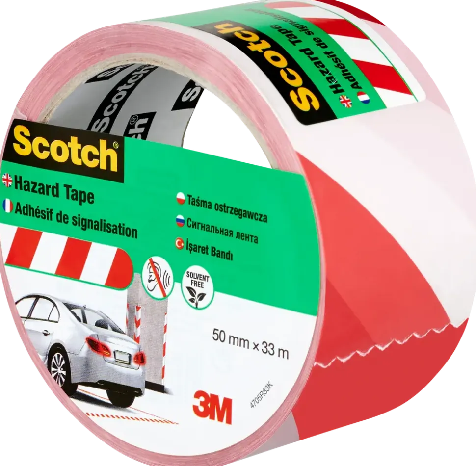 Scotch® Varningstejp vit/röd 50 mm x 33 meter