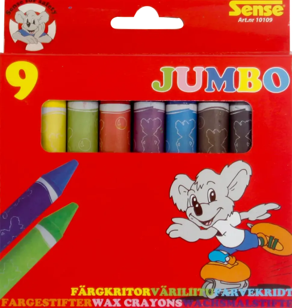 SENSE FÄRGKRITOR JUMBO 9-PACK