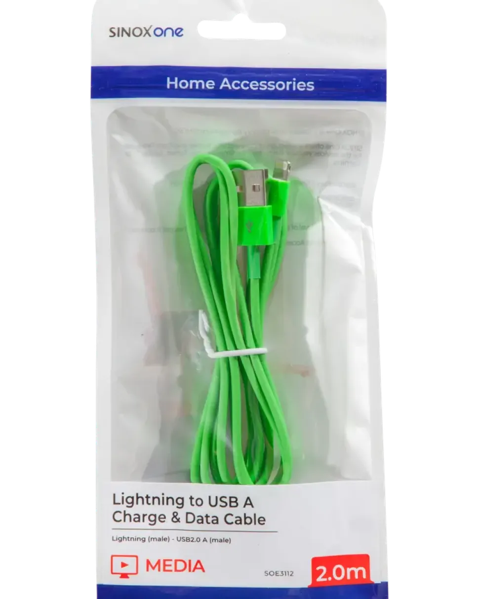 Sinox lightningkabel grön 2 m