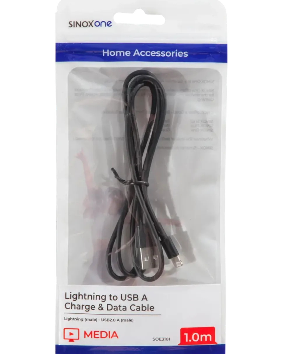 Sinox lightningkabel svart 1 m