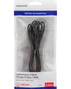 Sinox lightningkabel svart 2 m