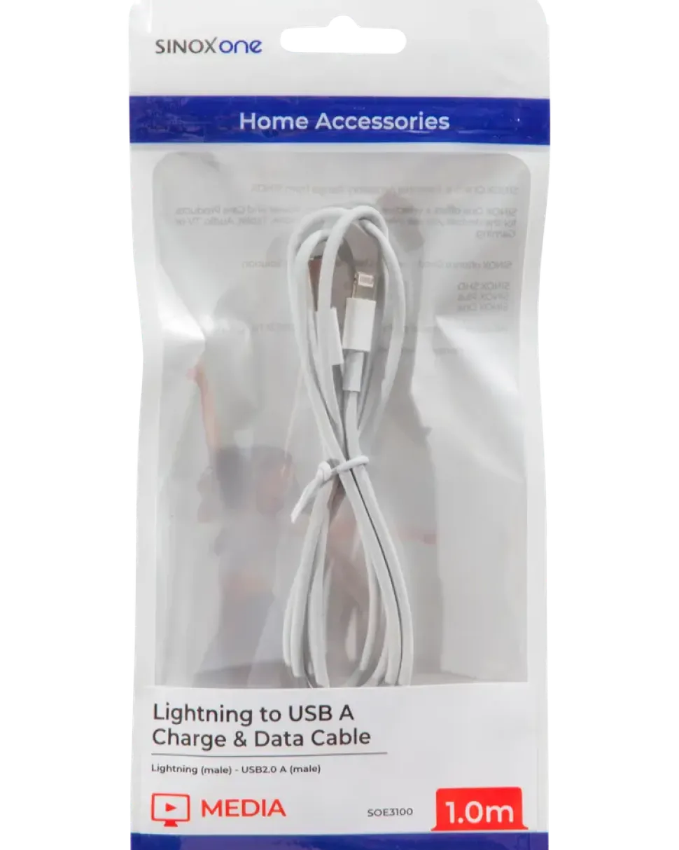 Sinox lightningkabel vit 1 m