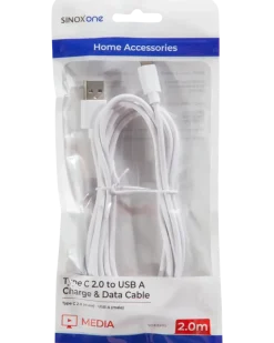 Sinox usb-c kabel vit 2 m