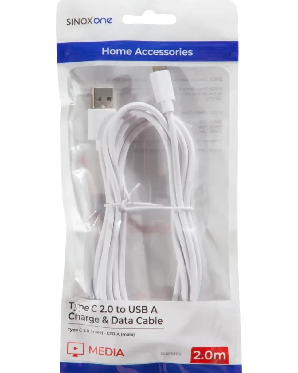 Sinox usb-c kabel vit 2 m