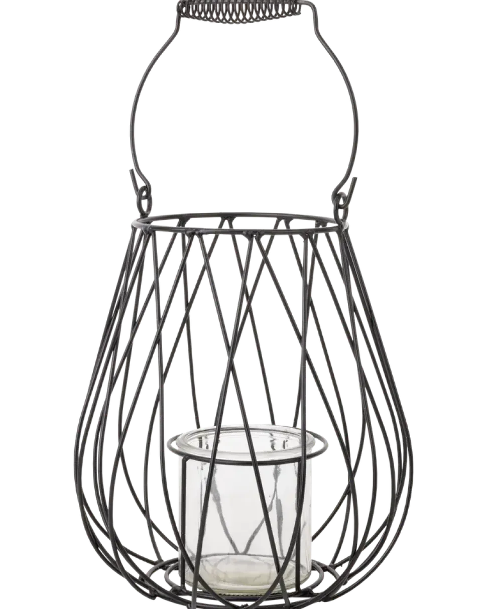 SJÖBO Ljuslykta med glasinsats H. 33 cm - metall
