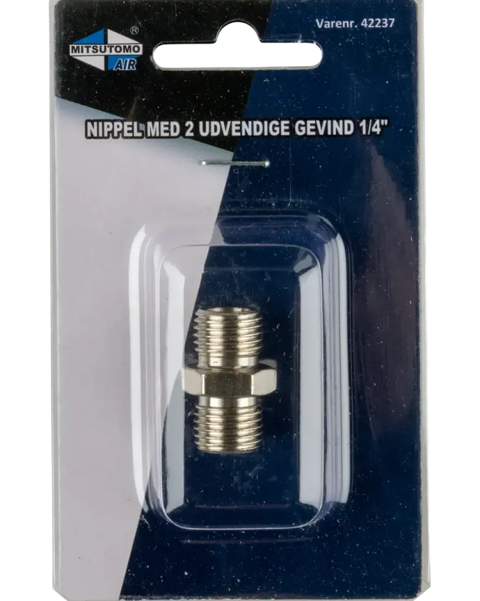 Skarv nippel med 2 utvändiga gängor 1/4"