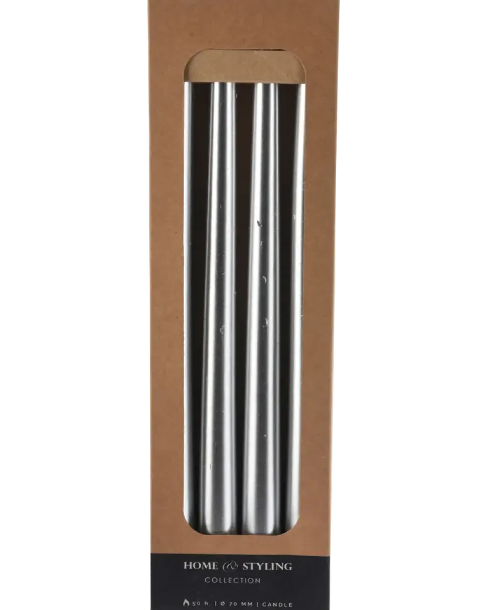 Stearinljus silver 4-pack