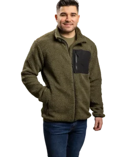 Teddyfleecjacka militärgrön L