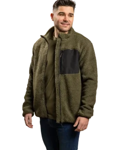 Teddyfleecjacka militärgrön L