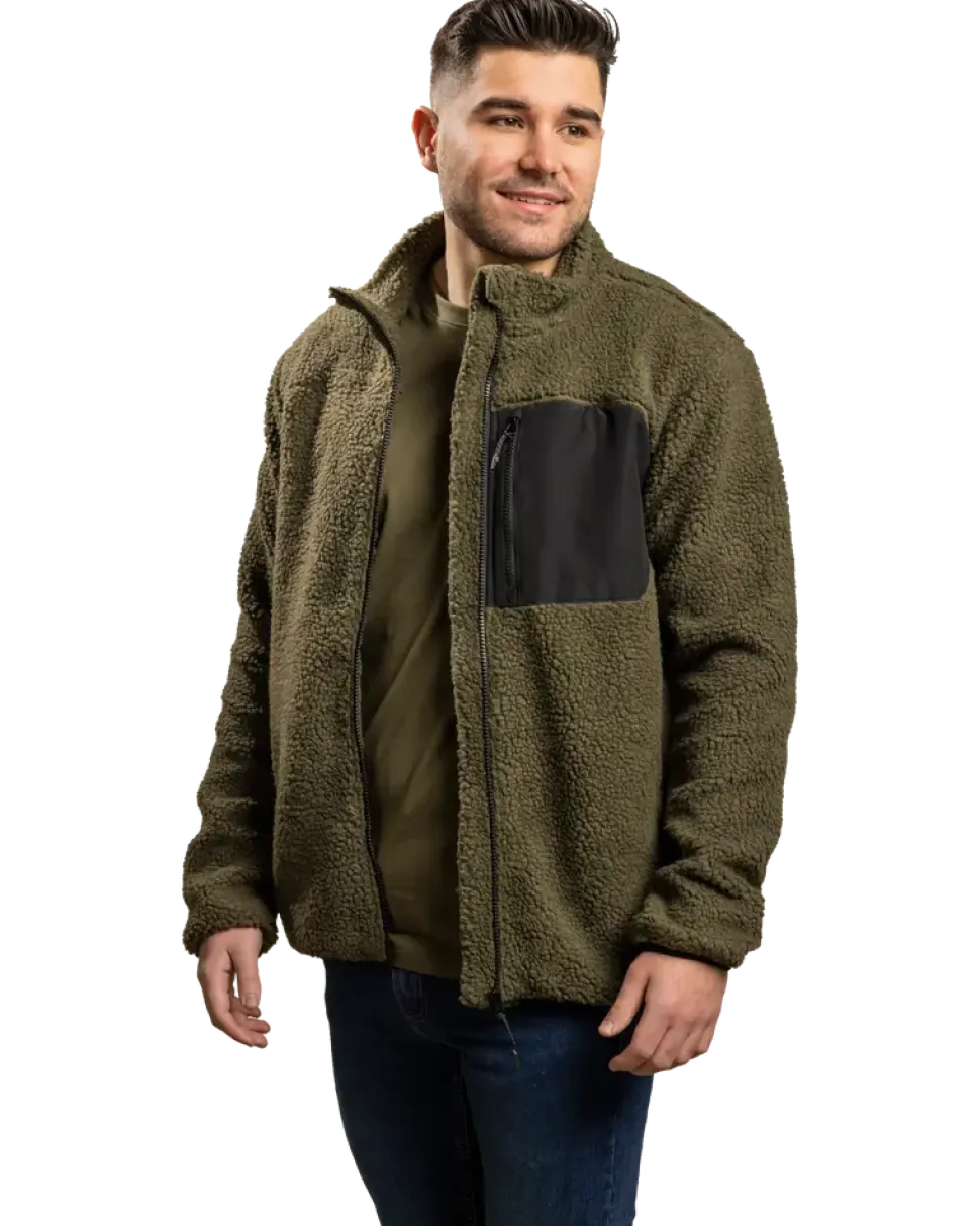 Teddyfleecjacka militärgrön L