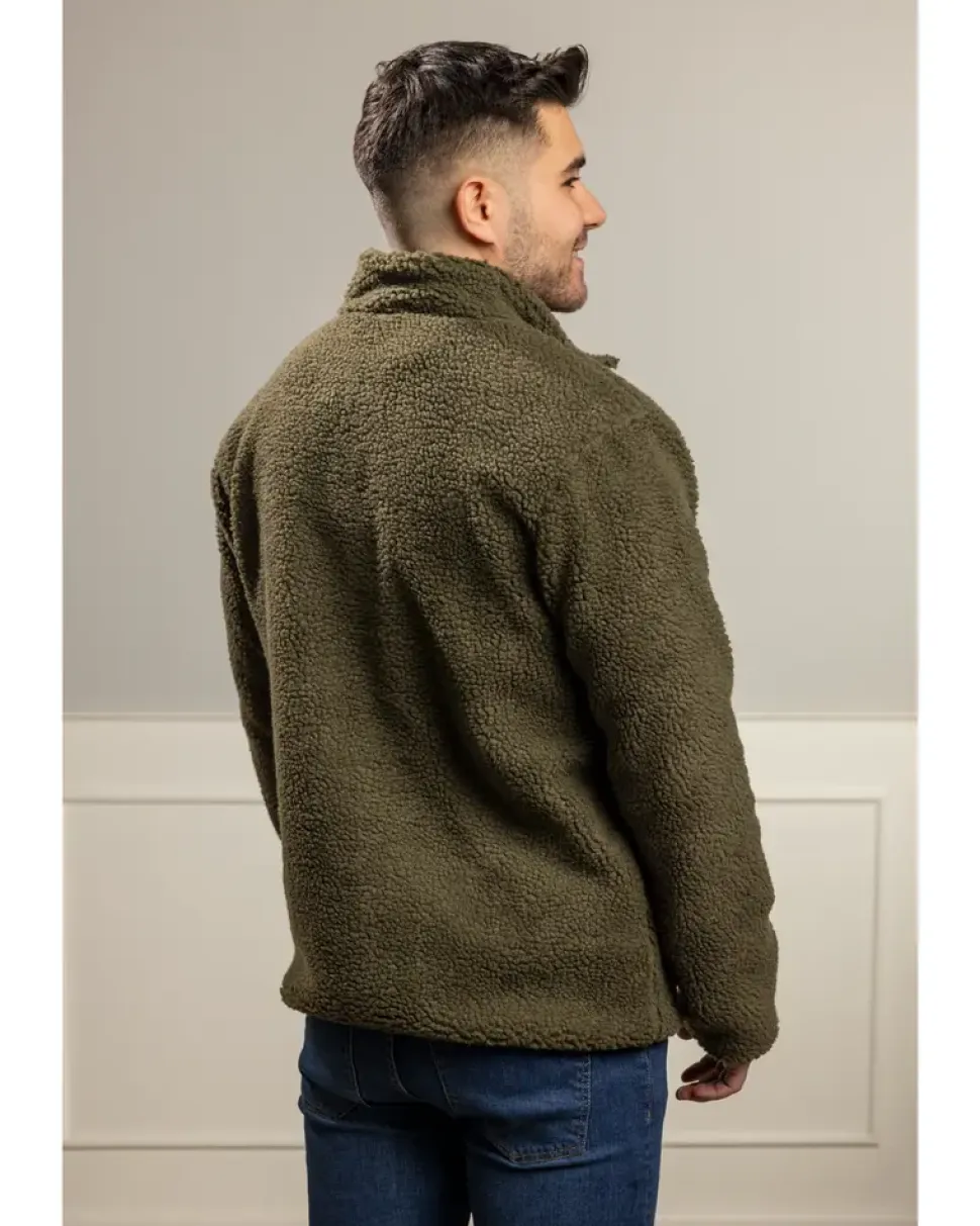 Teddyfleecjacka militärgrön XL