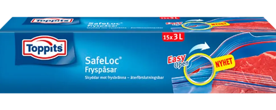 Toppits Safeloc fryspåse 3 L 15 st.