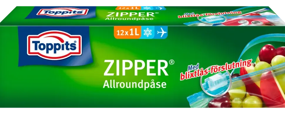 Toppits zip-påse 1 L 12-pack