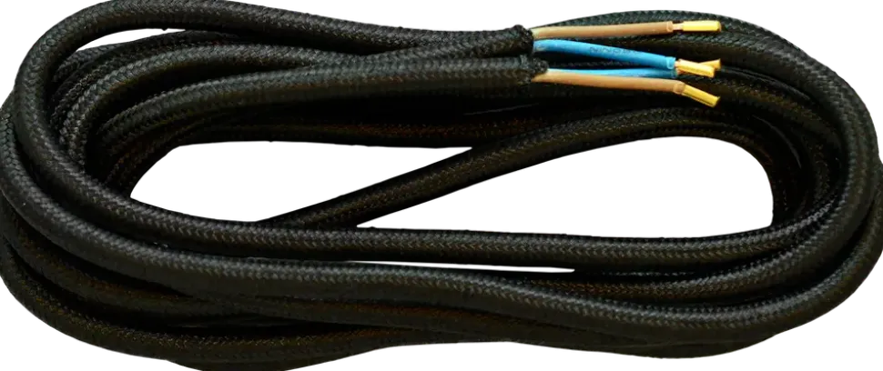 Tygkabel svart 5 m