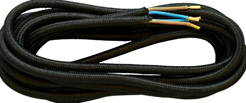 Tygkabel svart 3 m