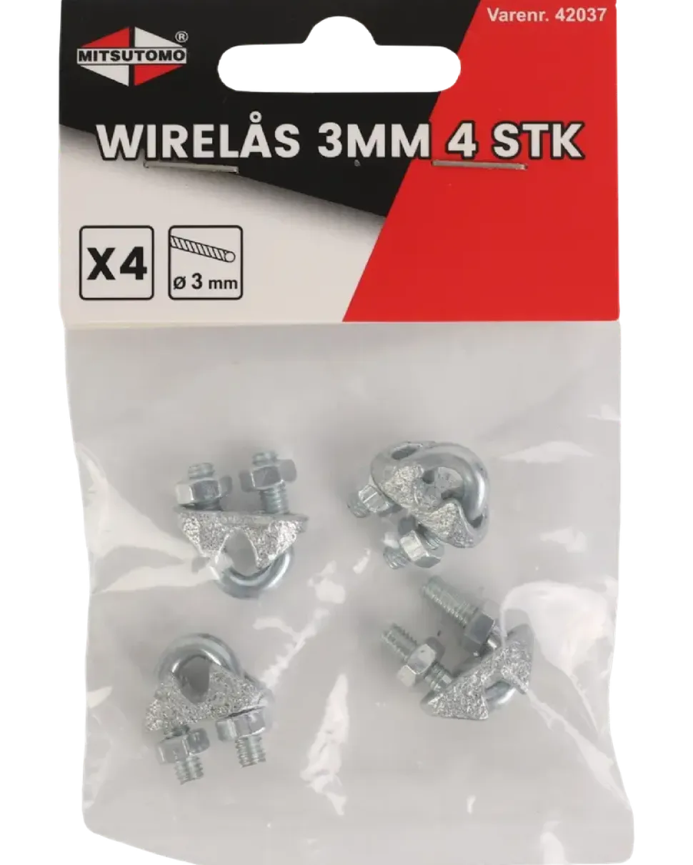 Vajerlås 3 mm 4-pack