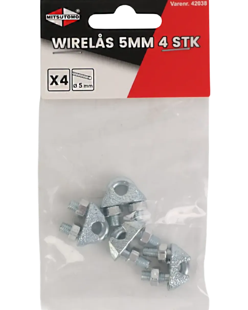 Vajerlås 5 mm 4-pack