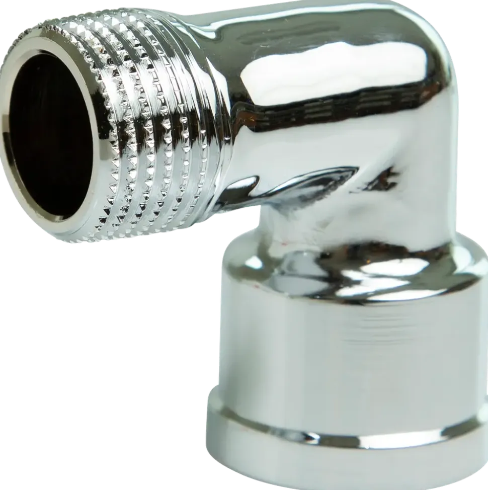 Vinkelkoppl in/ut 1/2" kromad